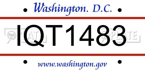 IQT1483 District Of Columbia License Plate