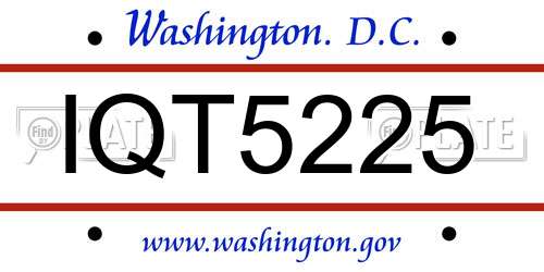 IQT5225 District Of Columbia License Plate