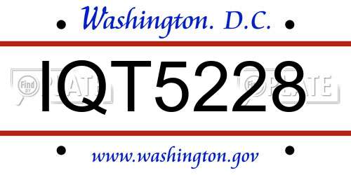 IQT5228 District Of Columbia License Plate