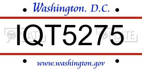 IQT5275 District Of Columbia License Plate