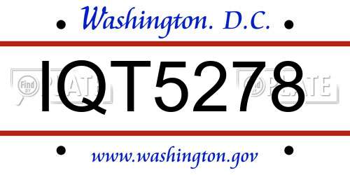 IQT5278 District Of Columbia License Plate