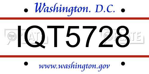 IQT5728 District Of Columbia License Plate