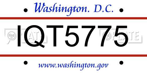 IQT5775 District Of Columbia License Plate