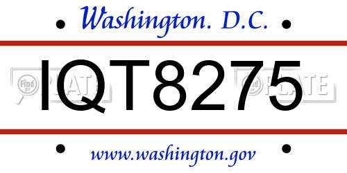 IQT8275 District Of Columbia License Plate