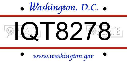 IQT8278 District Of Columbia License Plate