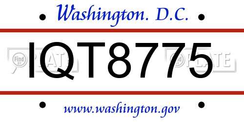 IQT8775 District Of Columbia License Plate