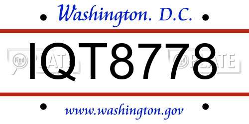 IQT8778 District Of Columbia License Plate
