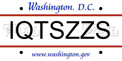 IQTSZZS District Of Columbia License Plate