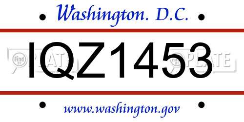 IQZ1453 District Of Columbia License Plate
