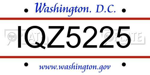 IQZ5225 District Of Columbia License Plate