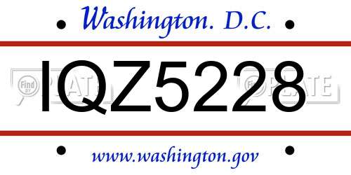 IQZ5228 District Of Columbia License Plate