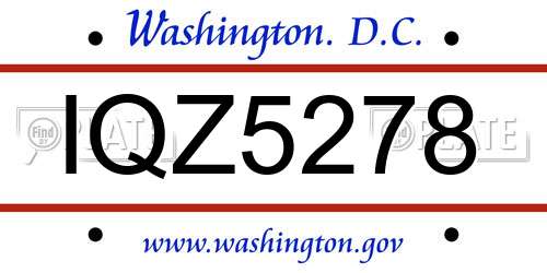 IQZ5278 District Of Columbia License Plate
