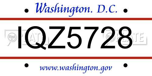 IQZ5728 District Of Columbia License Plate