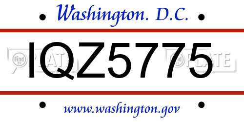 IQZ5775 District Of Columbia License Plate