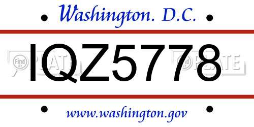 IQZ5778 District Of Columbia License Plate