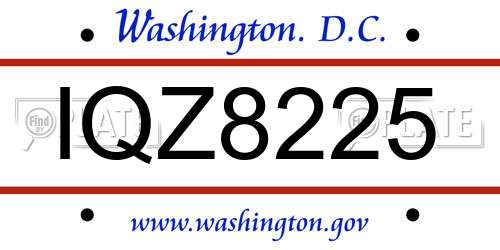 IQZ8225 District Of Columbia License Plate