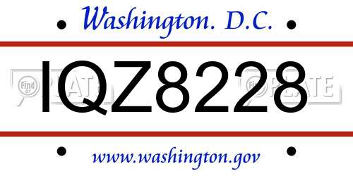 IQZ8228 District Of Columbia License Plate