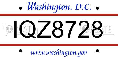 IQZ8728 District Of Columbia License Plate