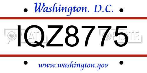 IQZ8775 District Of Columbia License Plate