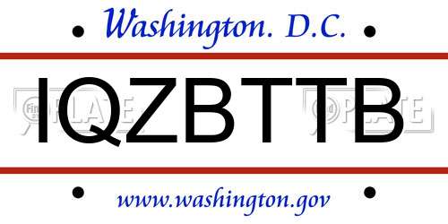 IQZBTTB District Of Columbia License Plate