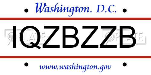 IQZBZZB District Of Columbia License Plate