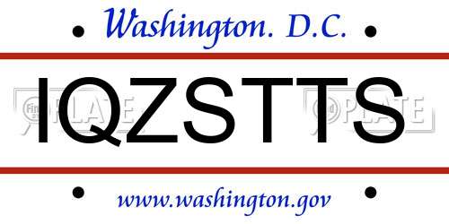 IQZSTTS District Of Columbia License Plate