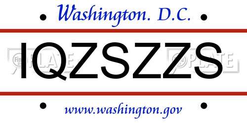 IQZSZZS District Of Columbia License Plate