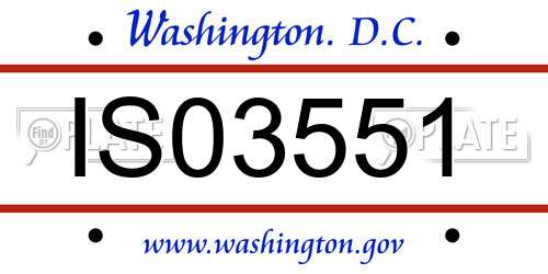 IS03551 District Of Columbia License Plate