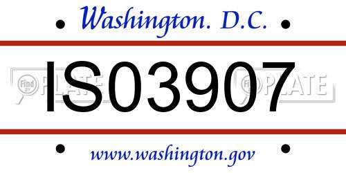 IS03907 District Of Columbia License Plate