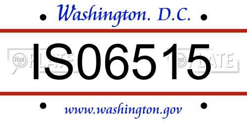 IS06515 District Of Columbia License Plate