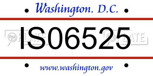 IS06525 District Of Columbia License Plate
