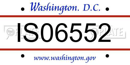 IS06552 District Of Columbia License Plate