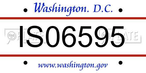 IS06595 District Of Columbia License Plate