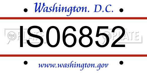 IS06852 District Of Columbia License Plate