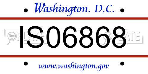 IS06868 District Of Columbia License Plate