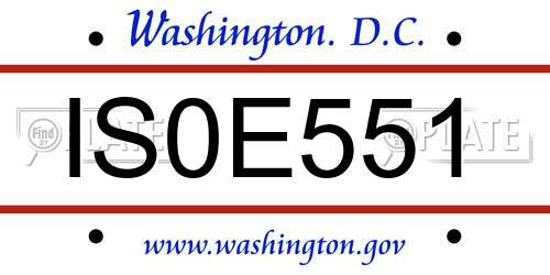IS0E551 District Of Columbia License Plate