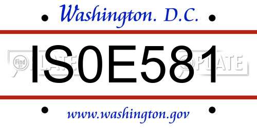 IS0E581 District Of Columbia License Plate