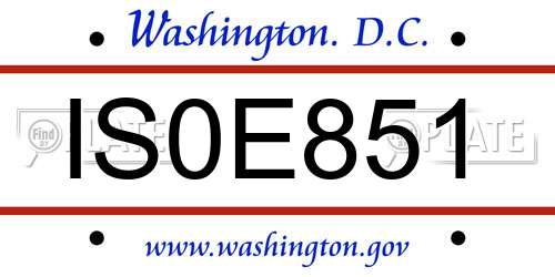 IS0E851 District Of Columbia License Plate