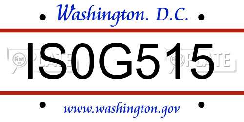 IS0G515 District Of Columbia License Plate