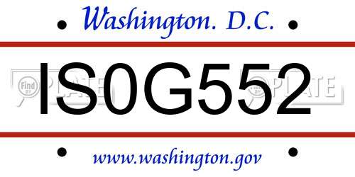 IS0G552 District Of Columbia License Plate