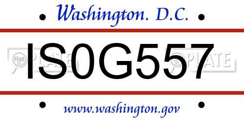 IS0G557 District Of Columbia License Plate