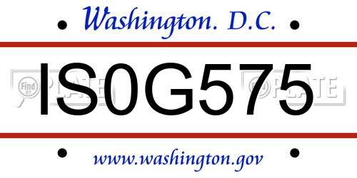 IS0G575 District Of Columbia License Plate