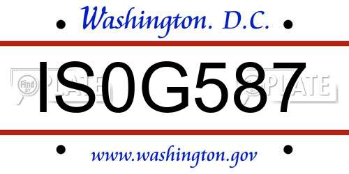 IS0G587 District Of Columbia License Plate