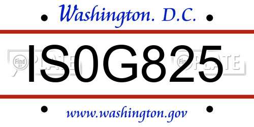 IS0G825 District Of Columbia License Plate