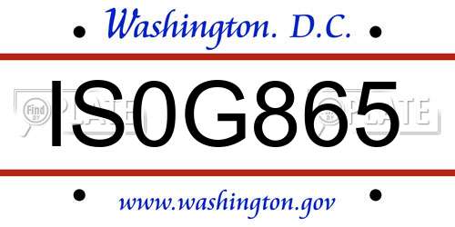 IS0G865 District Of Columbia License Plate