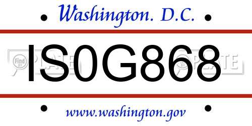 IS0G868 District Of Columbia License Plate