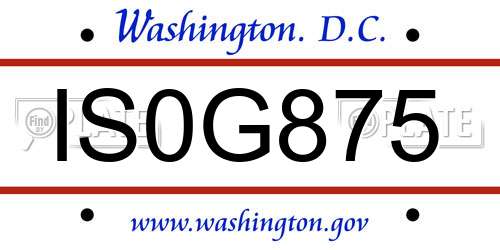 IS0G875 District Of Columbia License Plate