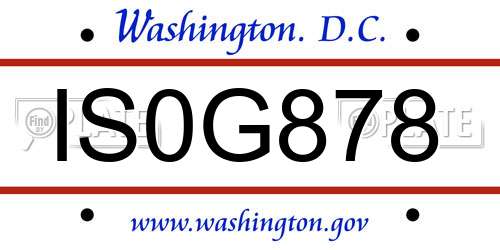 IS0G878 District Of Columbia License Plate