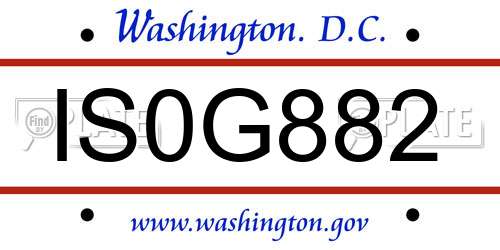 IS0G882 District Of Columbia License Plate