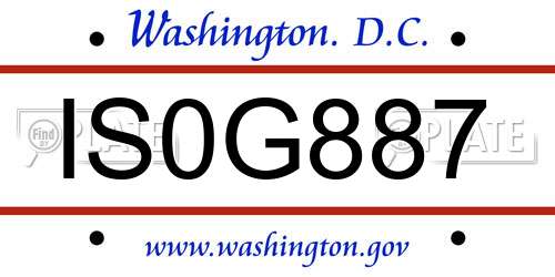 IS0G887 District Of Columbia License Plate